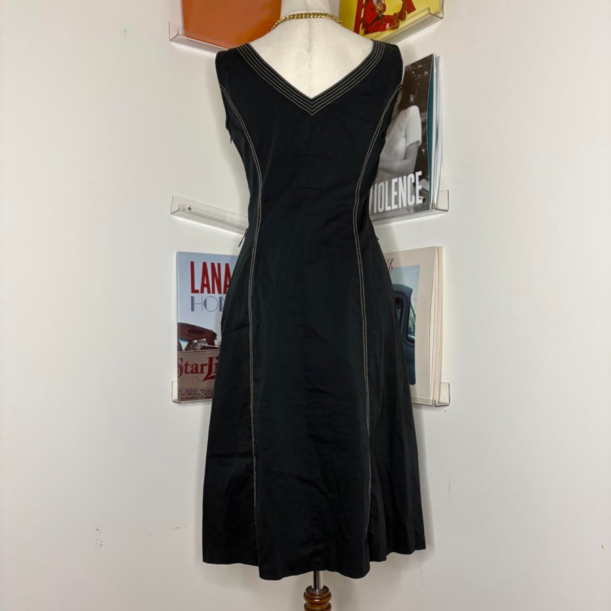 vintage 90s navy blue midi dress