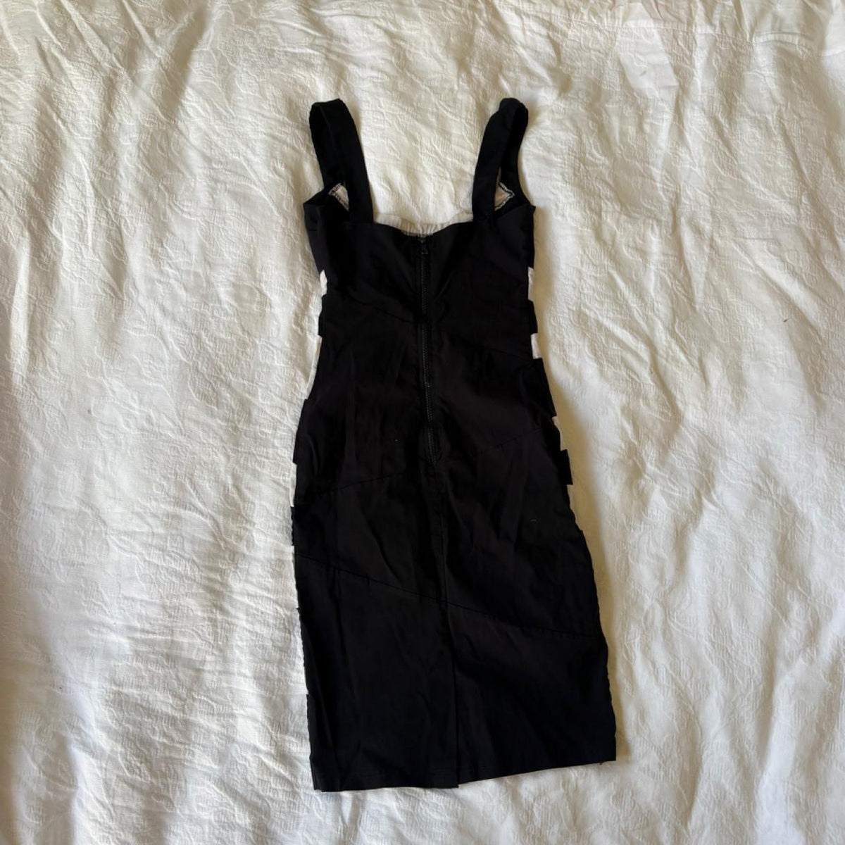 white black 2010s bandage style bodycon short dress