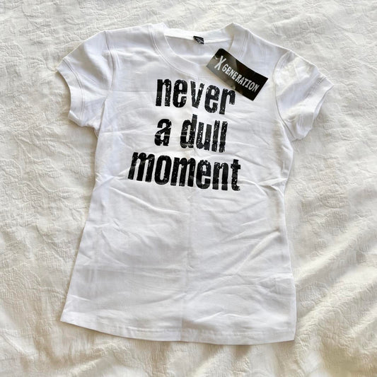 deadstock NWT 2000s y2k white slogan graphic baby tee