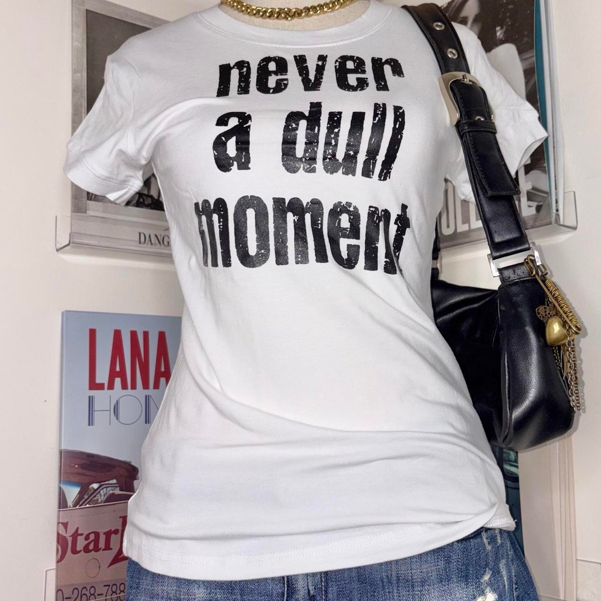 deadstock NWT 2000s y2k white slogan graphic baby tee