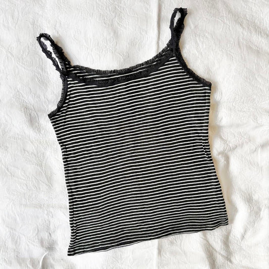 vintage 2000s y2k black white stripe  cami