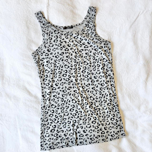 vintage 2000s y2k grunge grey leopard print tank