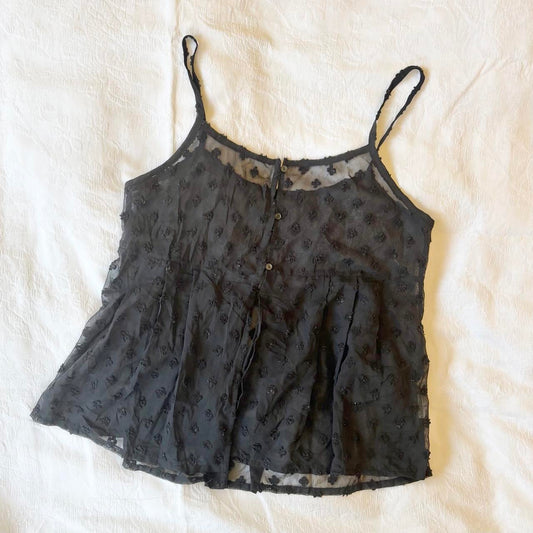 vintage 2000s y2k black mesh babydoll cami