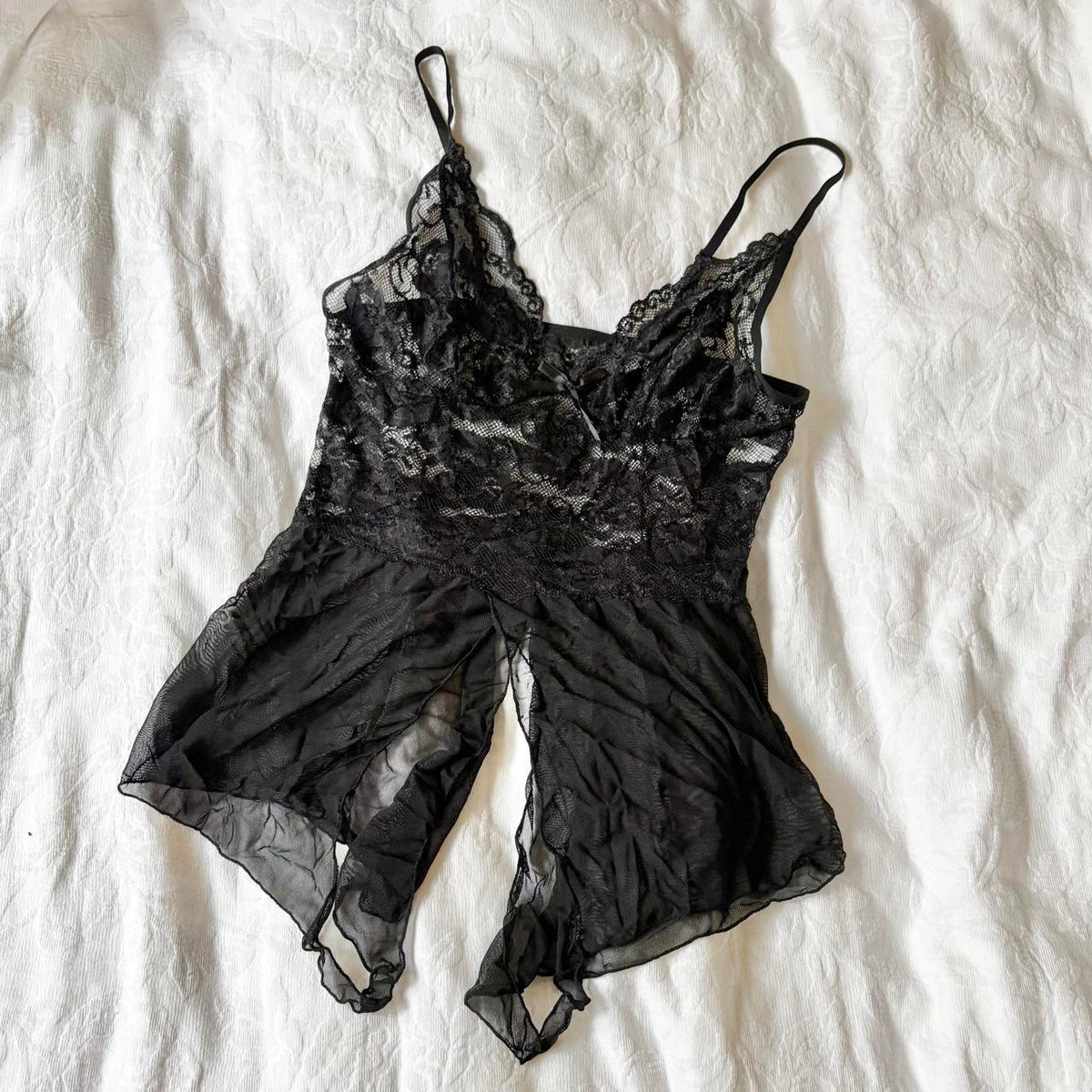 black lace lingerie babydoll mesh cami