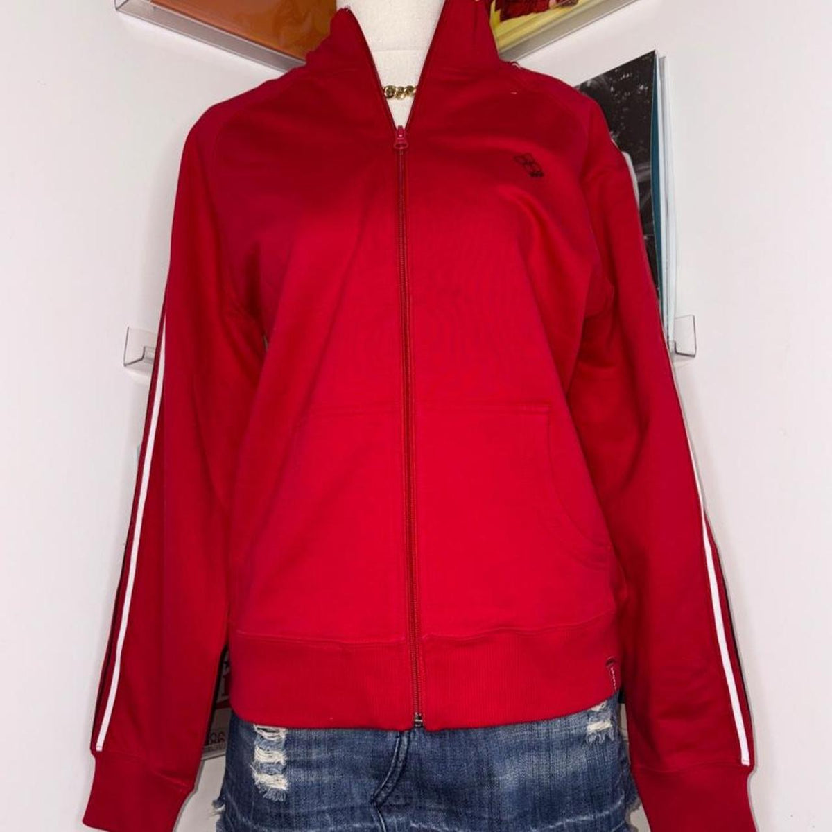 deadstock NWT 2000s y2k red varsity zip up jacket
