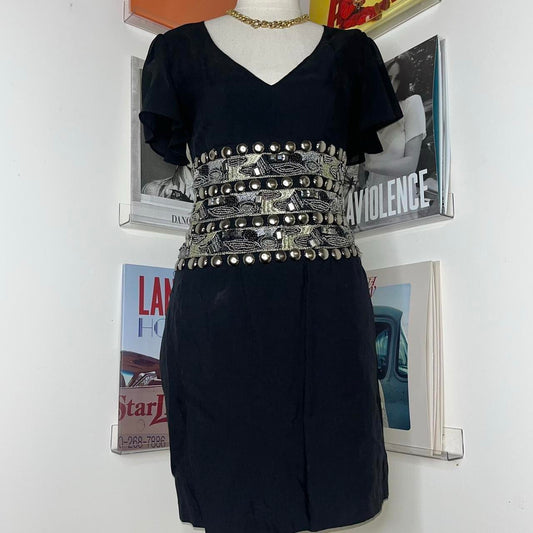 2010s indie sleaze black mini dress with beading