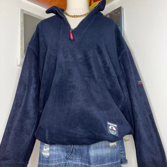 deadstock NWOT 2000s activewear navy fleece quarter zip