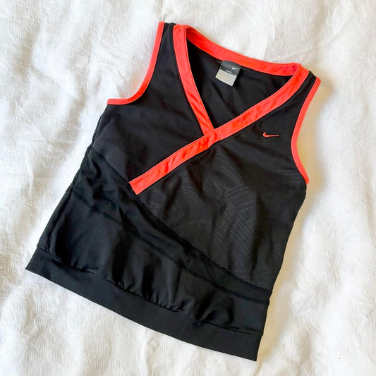 vintage 2000s y2k activewear workout black orange nike tank