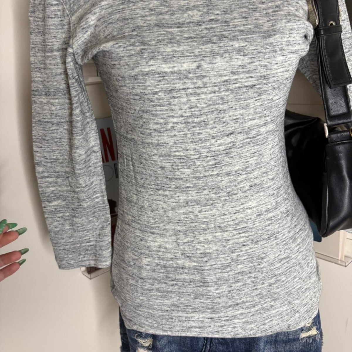 vintage 90s grey 3/4 sleeve top