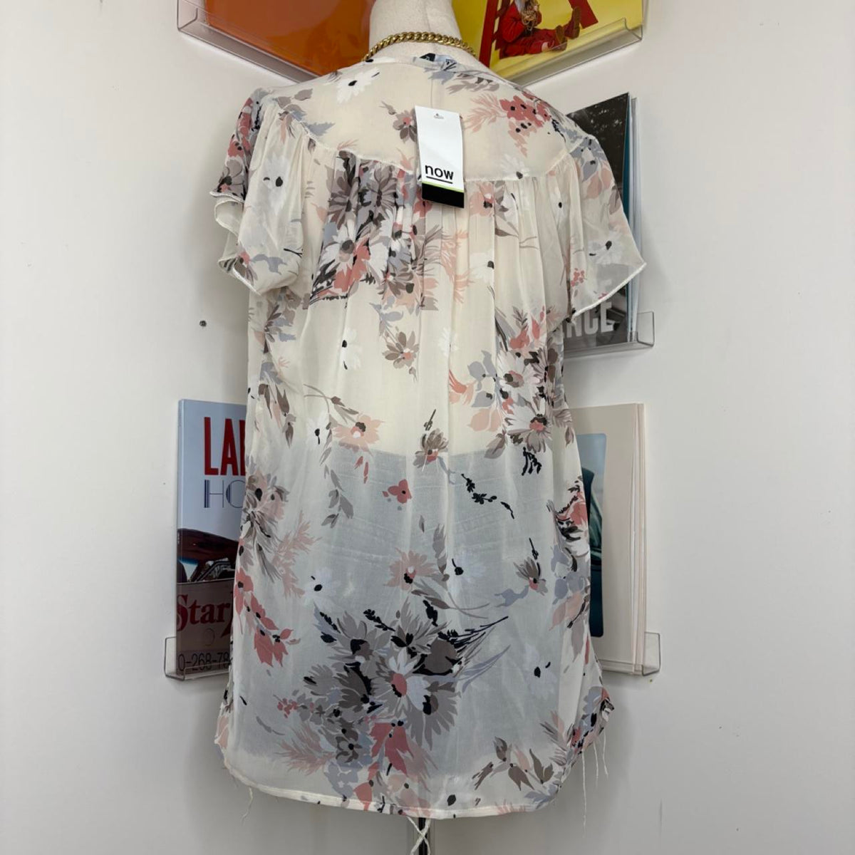 deadstock NWT 2000s era floral mesh blouse