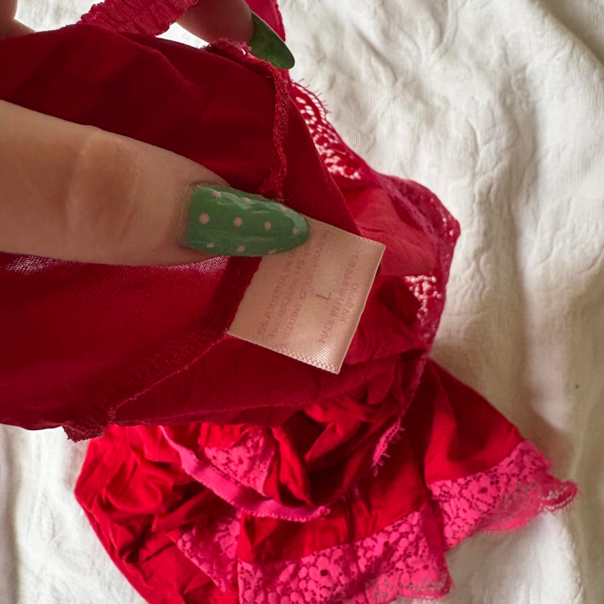 vintage 2000s y2k red pink slip lingerie dress