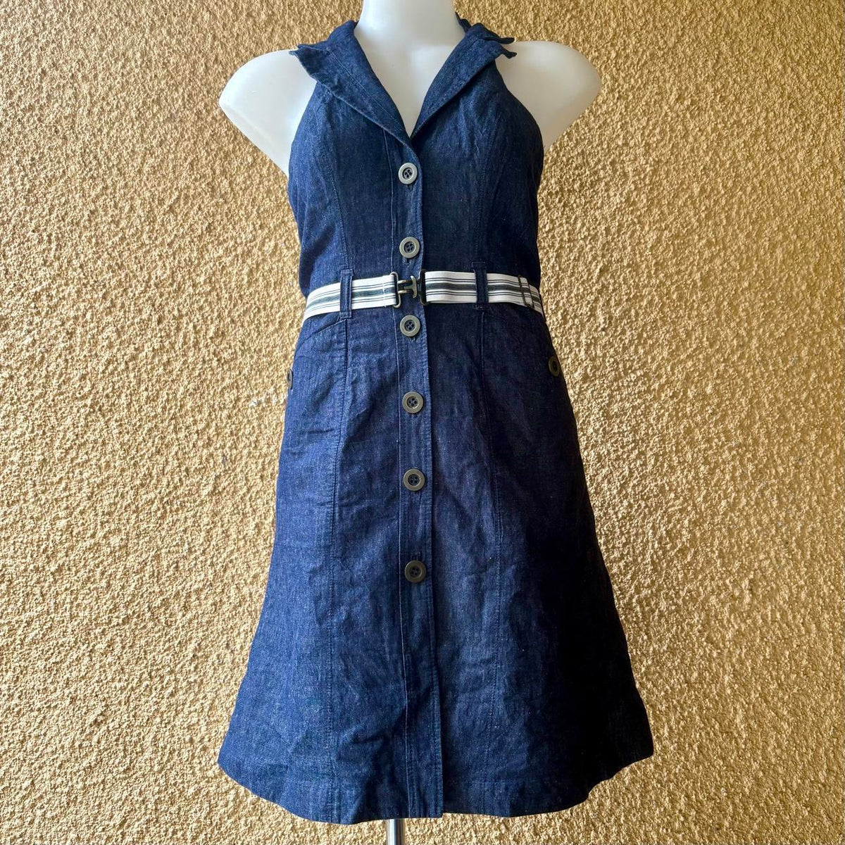vintage retro style denim button up midi dress