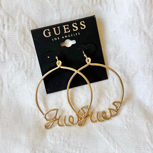 deadstock NWT 2000s y2k gold tone guess hoop earrings