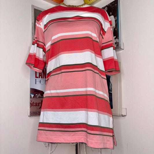 2000s y2k pink red stripe t-shirt