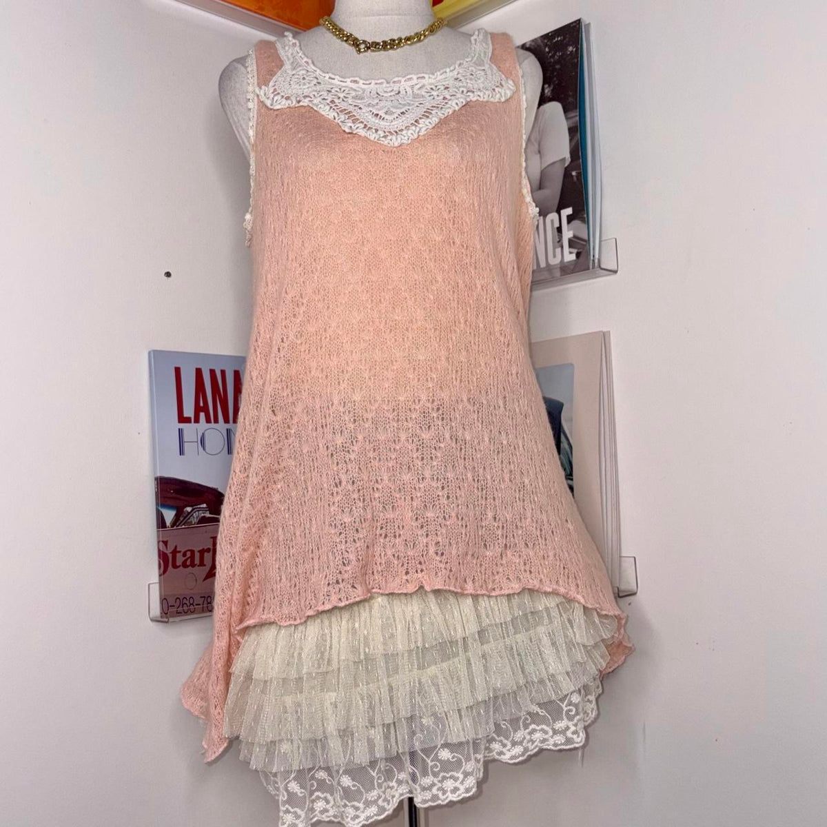 vintage 2000s y2k pink knit mini dress / tunic tank