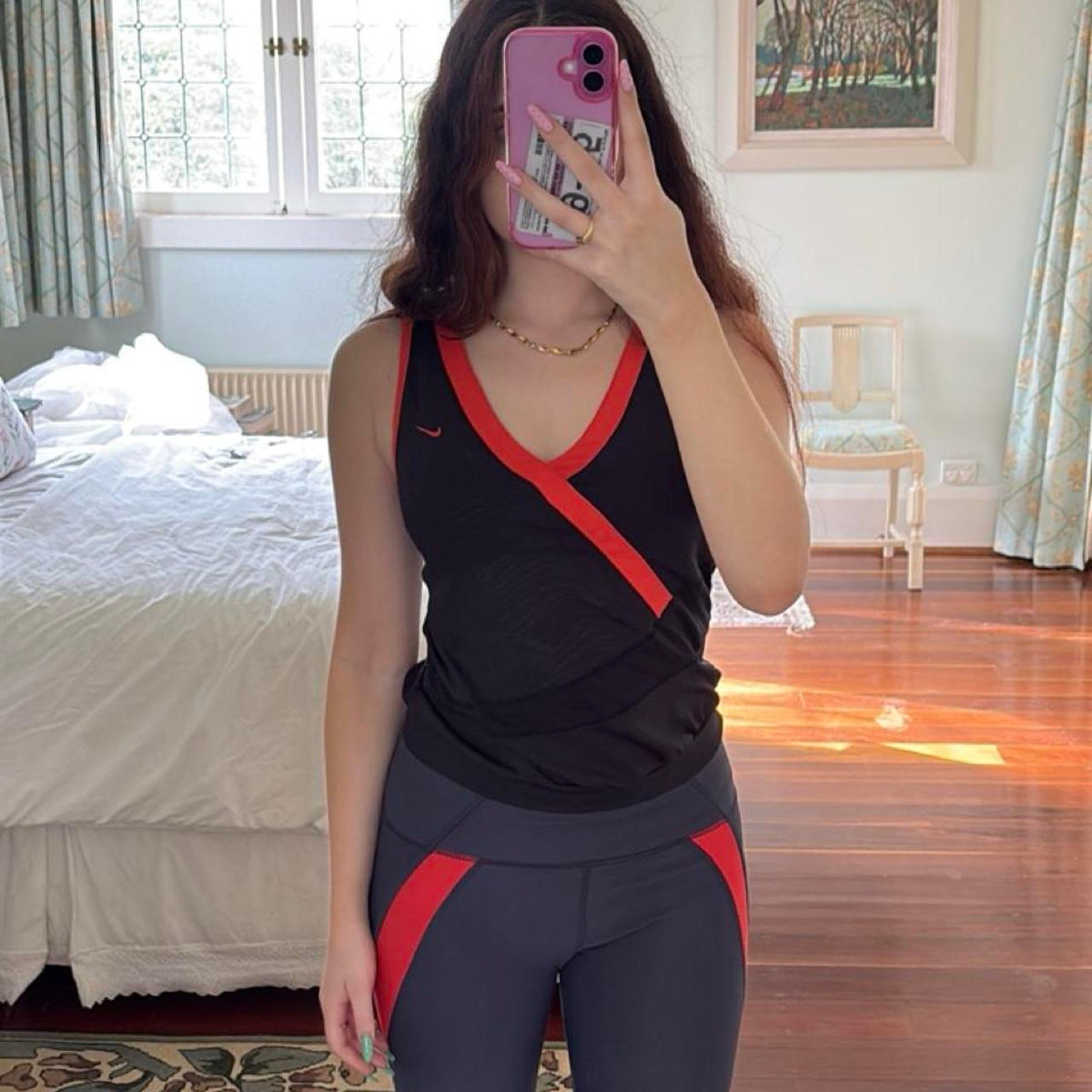 vintage 2000s y2k activewear workout black orange nike tank