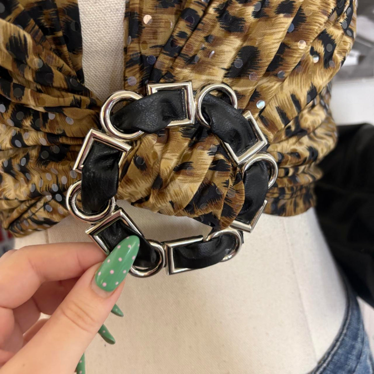 vintage 2000s y2k rave leopard print crop halter