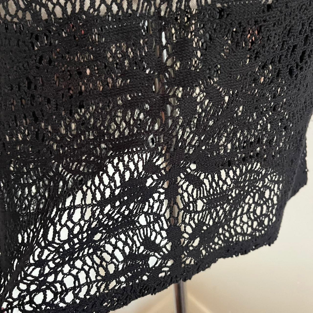 vintage black crochet mini dress