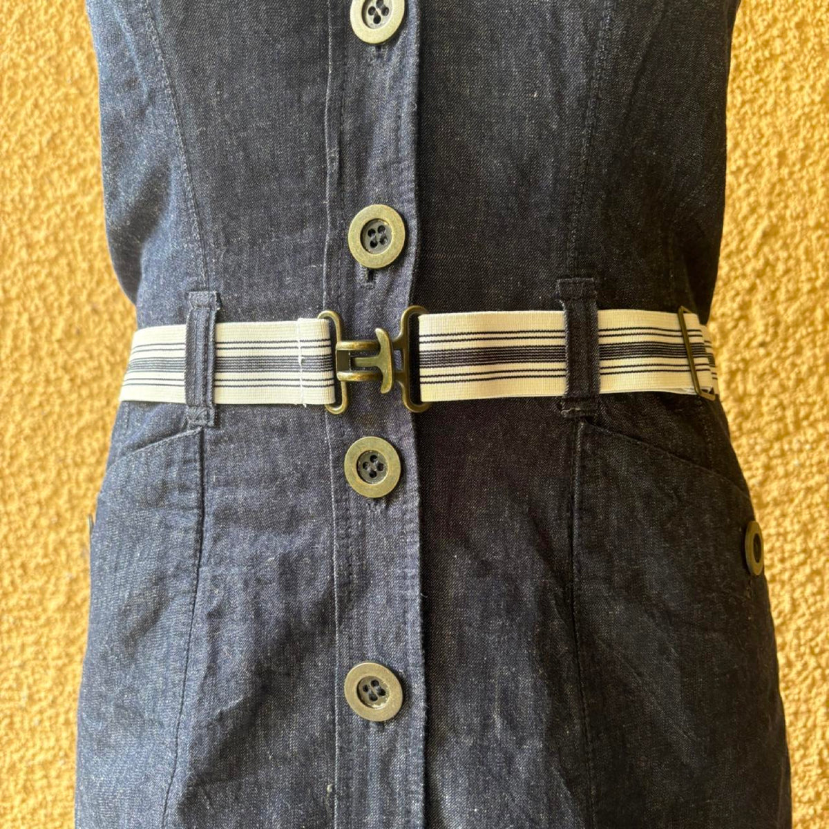 vintage retro style denim button up midi dress