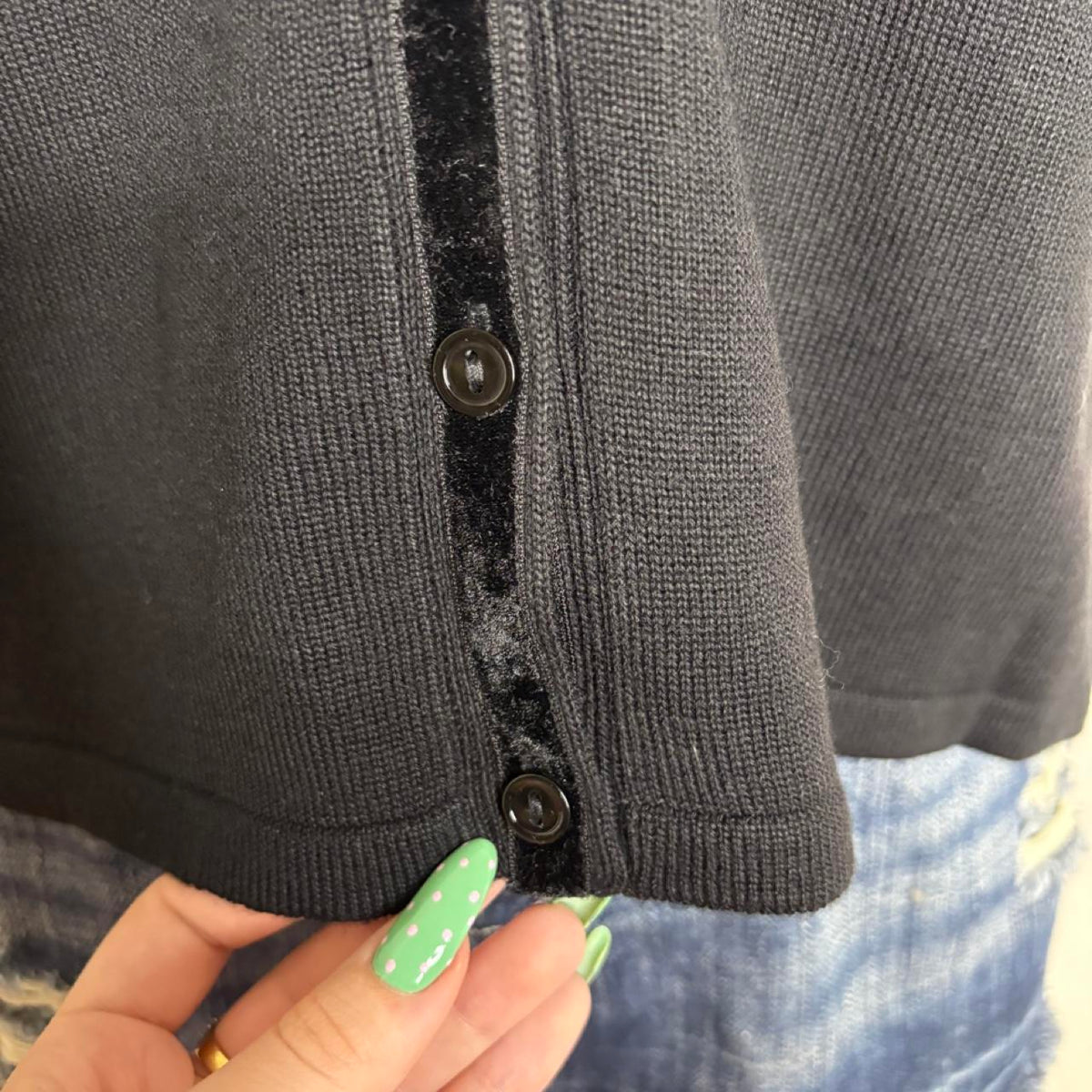 deadstock NWT 90s black button up long sleeve cardigan