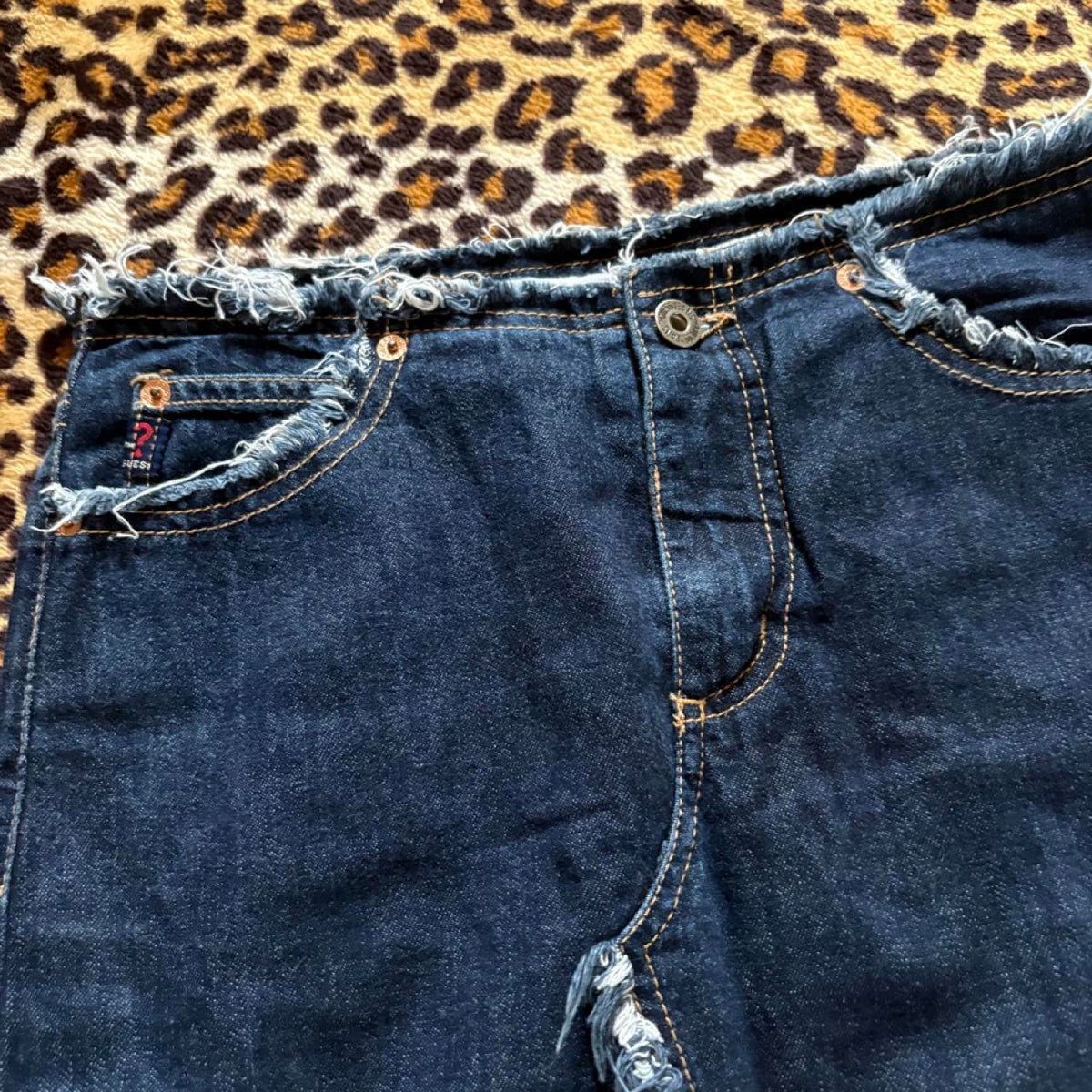 vintage 2000s y2k dark denim guess midi skirt