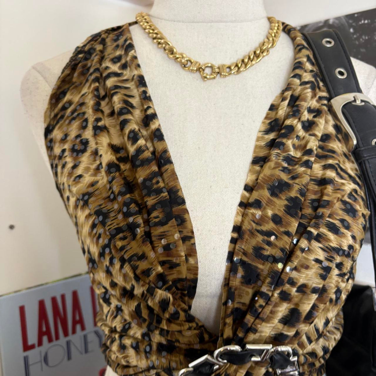 vintage 2000s y2k rave leopard print crop halter