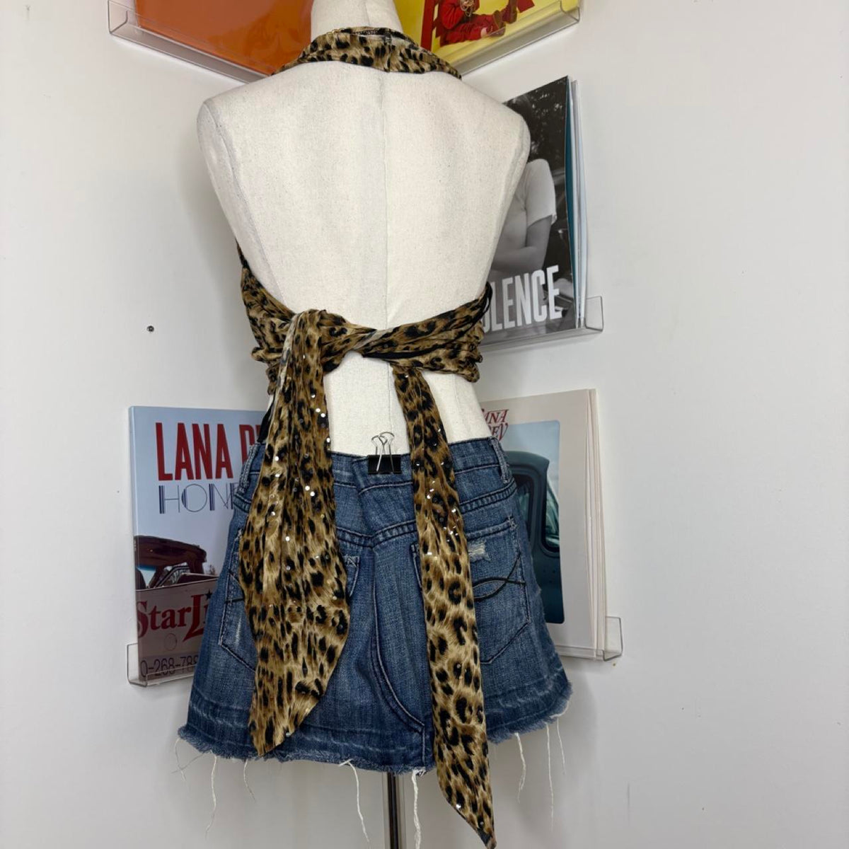 vintage 2000s y2k rave leopard print crop halter