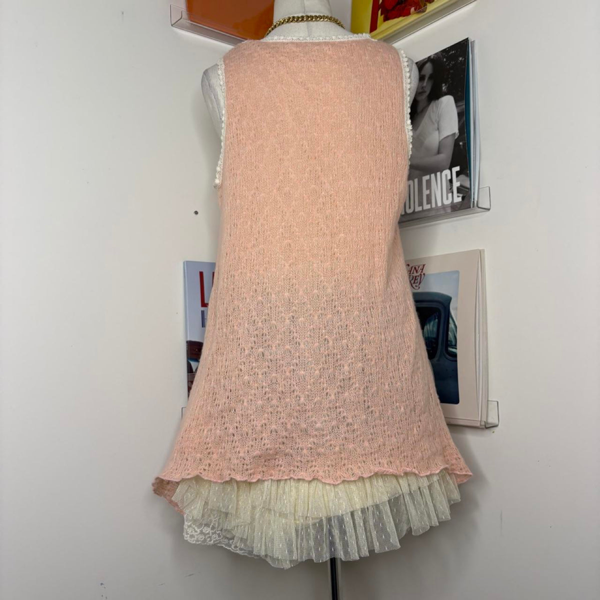vintage 2000s y2k pink knit mini dress / tunic tank