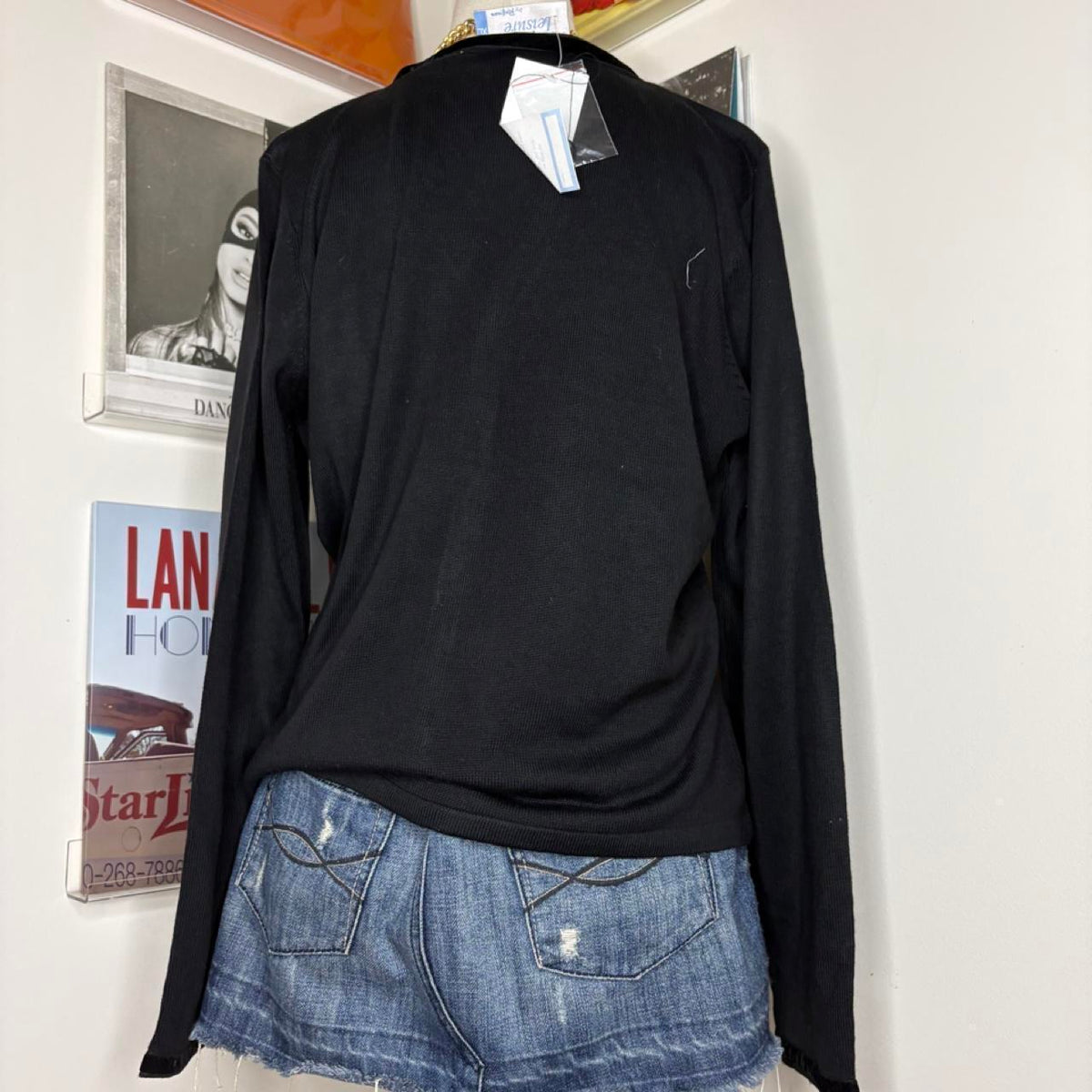 deadstock NWT 90s black button up long sleeve cardigan